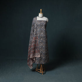Pedana Hand Block Print Natural Dyed Cotton Kalamkari Unstitched Dress Material: Kurta with Dupatta 25