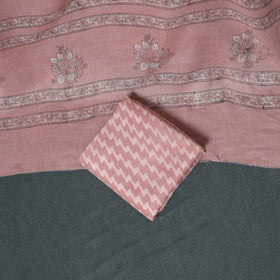 Akola Hand Block Print Woolen Unstitched Dress Material: Kurta, Bottom with Dupatta 24