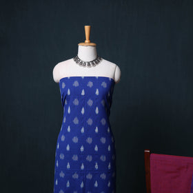 Pochampally Ikat Cotton Unstitched Dress Material: Kurta, Bottom with Dupatta 04