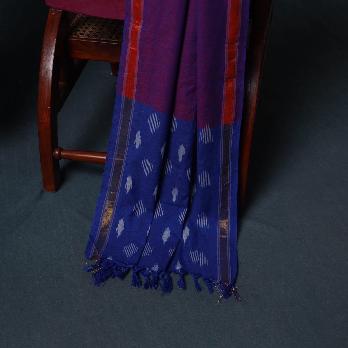 Pochampally Ikat Cotton Unstitched Dress Material: Kurta, Bottom with Dupatta 04