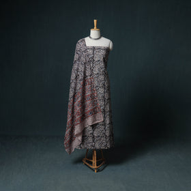 Pedana Hand Block Print Natural Dyed Cotton Kalamkari Unstitched Dress Material: Kurta with Dupatta 26