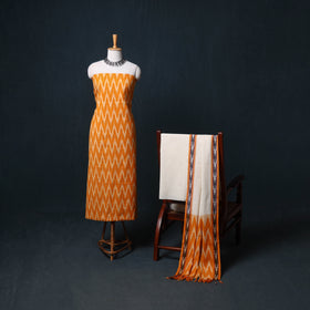 Pochampally Ikat Cotton Unstitched Dress Material: Kurta, Bottom with Dupatta 05