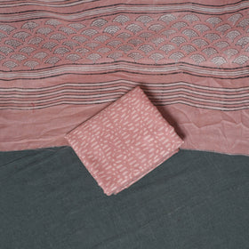 Akola Hand Block Print Woolen Unstitched Dress Material: Kurta, Bottom with Dupatta 25