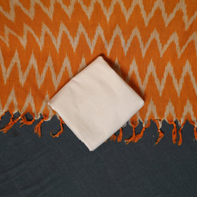 Pochampally Ikat Cotton Unstitched Dress Material: Kurta, Bottom with Dupatta 05