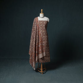Pedana Hand Block Print Natural Dyed Cotton Kalamkari Unstitched Dress Material: Kurta with Dupatta 27