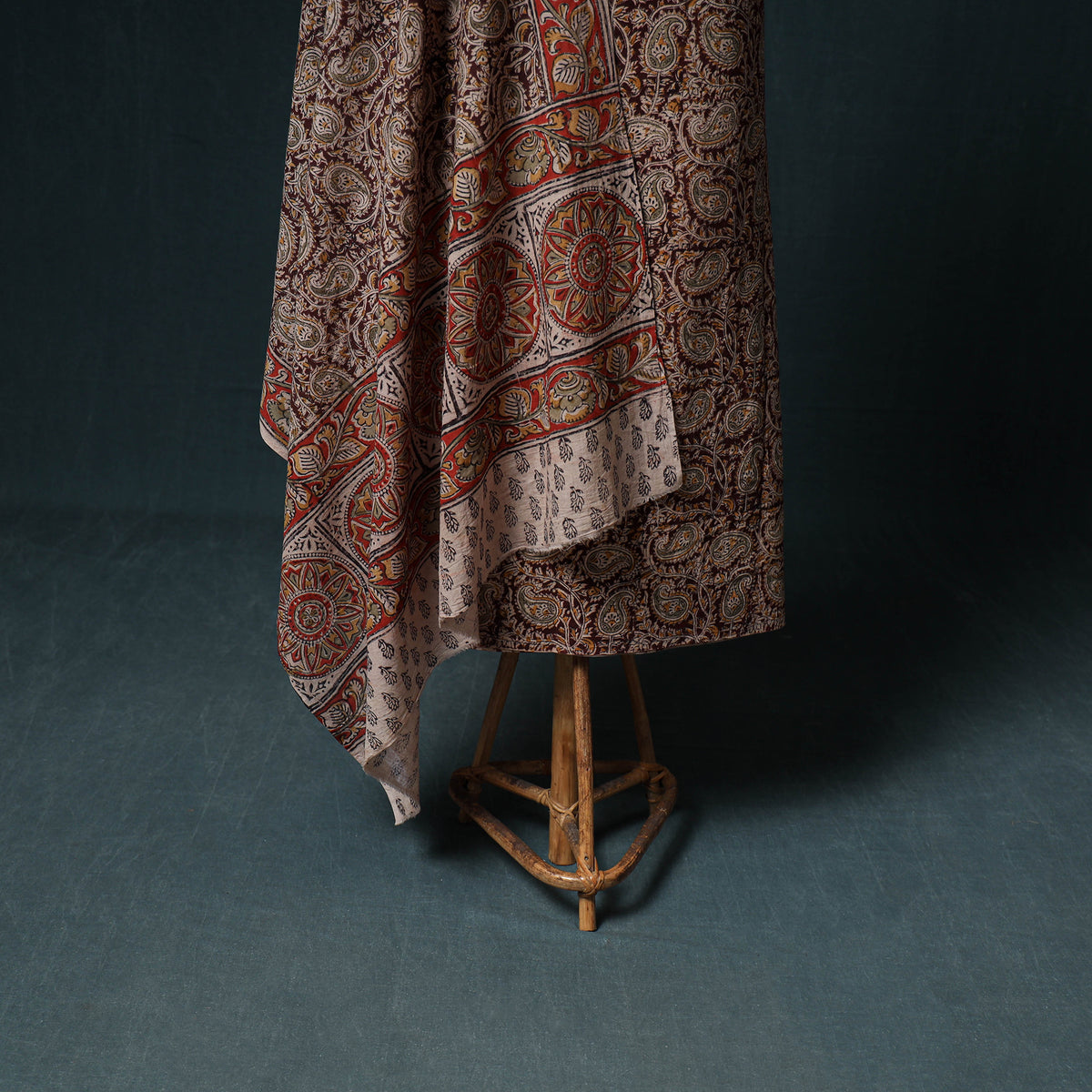 Pedana Hand Block Print Natural Dyed Cotton Kalamkari Unstitched Dress Material: Kurta with Dupatta 27