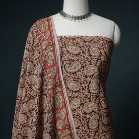 Pedana Hand Block Print Natural Dyed Cotton Kalamkari Unstitched Dress Material: Kurta with Dupatta 27