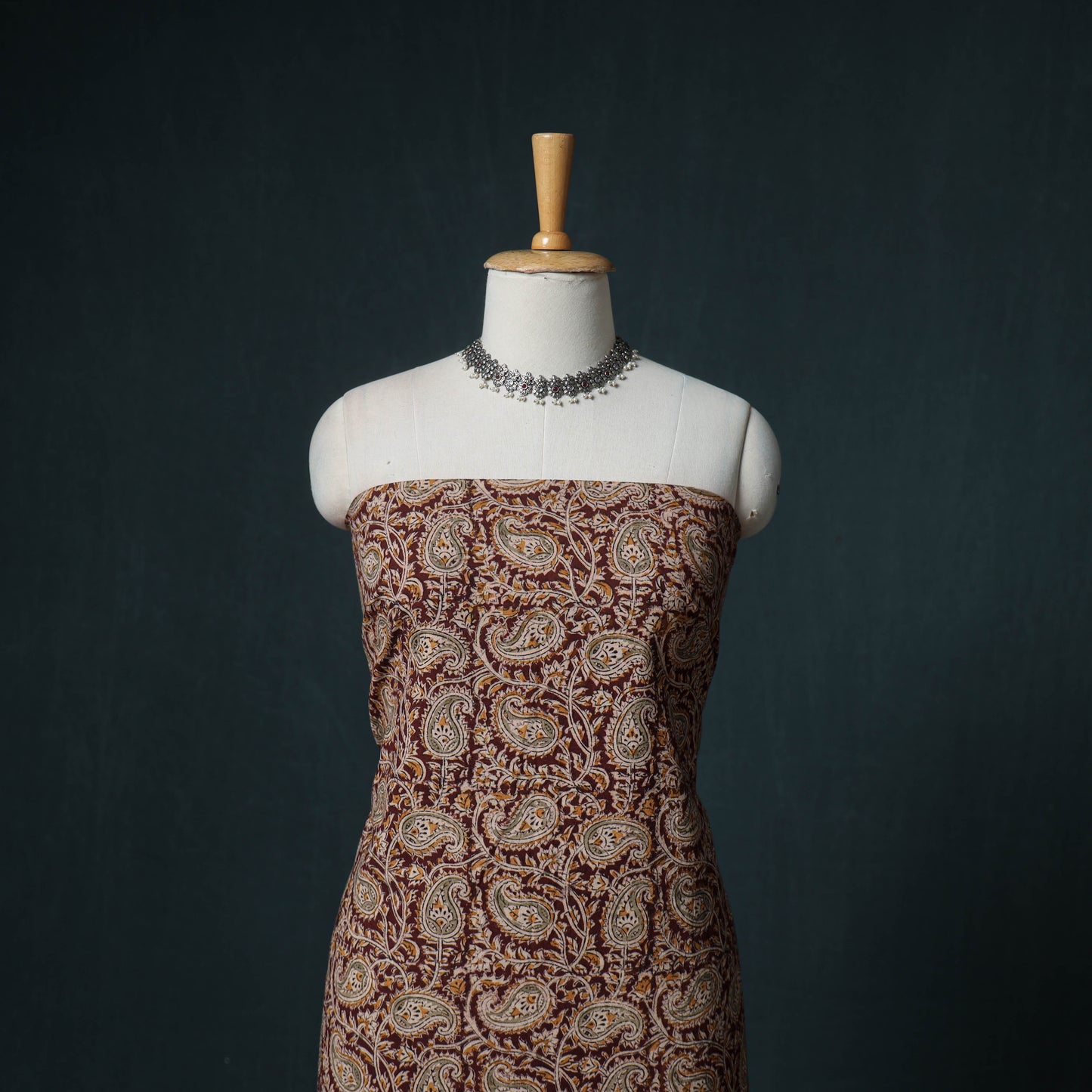 Pedana Hand Block Print Natural Dyed Cotton Kalamkari Unstitched Dress Material: Kurta with Dupatta 27