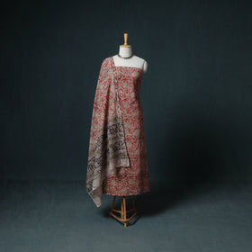 Pedana Hand Block Print Natural Dyed Cotton Kalamkari Unstitched Dress Material: Kurta with Dupatta 28