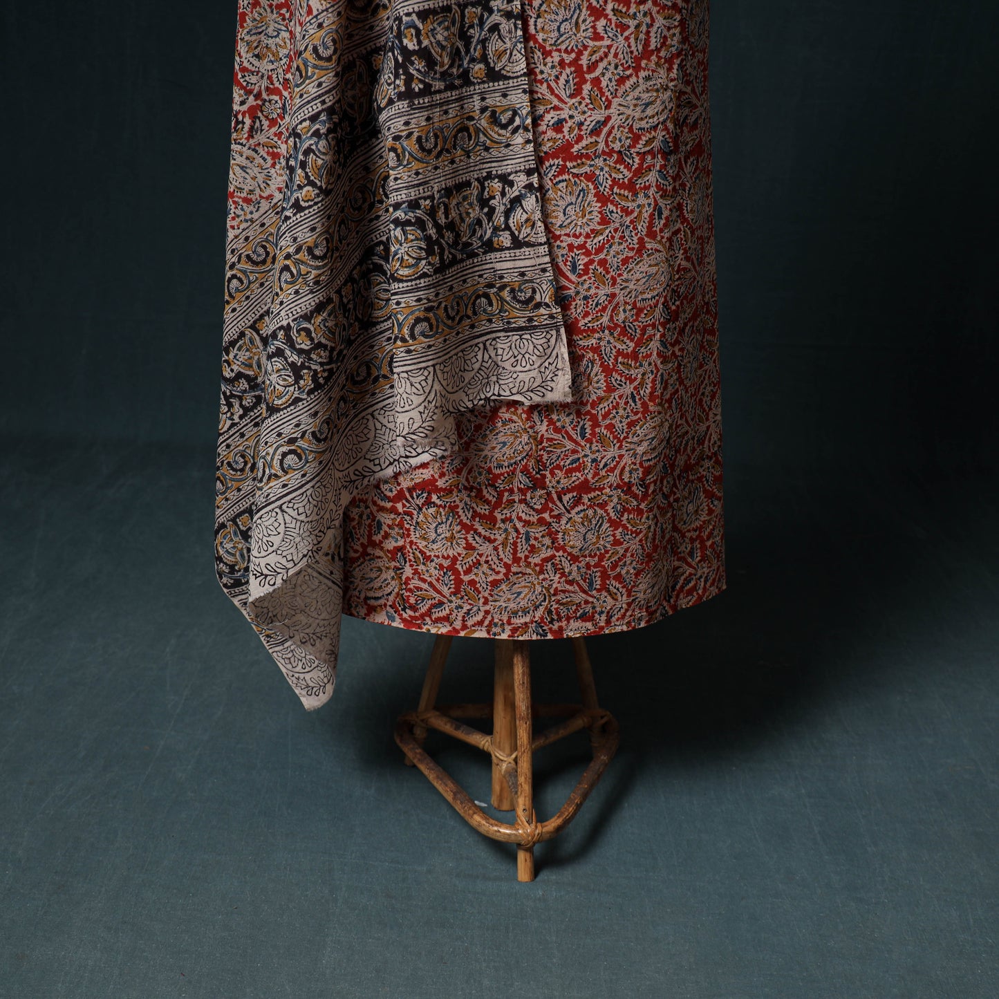 Pedana Hand Block Print Natural Dyed Cotton Kalamkari Unstitched Dress Material: Kurta with Dupatta 28