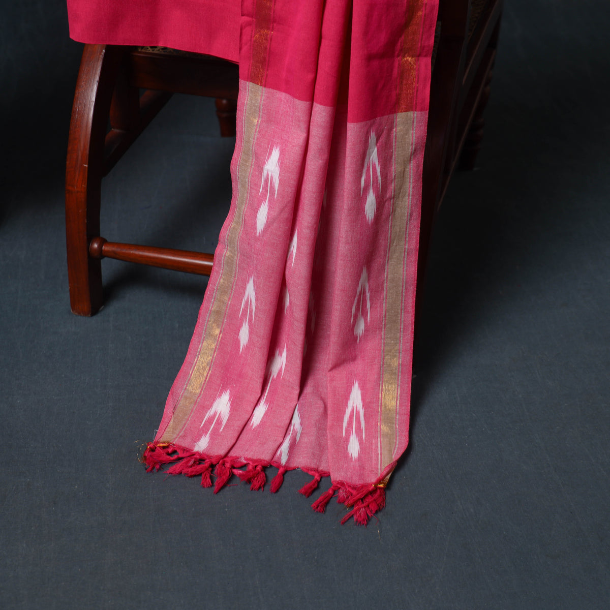 Pochampally Ikat Cotton Unstitched Dress Material: Kurta, Bottom with Dupatta 06