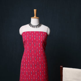 Pochampally Ikat Cotton Unstitched Dress Material: Kurta, Bottom with Dupatta 07