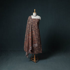 Pedana Hand Block Print Natural Dyed Cotton Kalamkari Unstitched Dress Material: Kurta with Dupatta 29