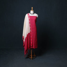 Pochampally Ikat Cotton Unstitched Dress Material: Kurta, Bottom with Dupatta 07