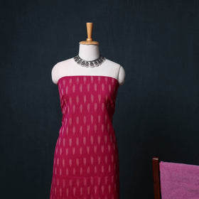 Pochampally Ikat Cotton Unstitched Dress Material: Kurta, Bottom with Dupatta 08