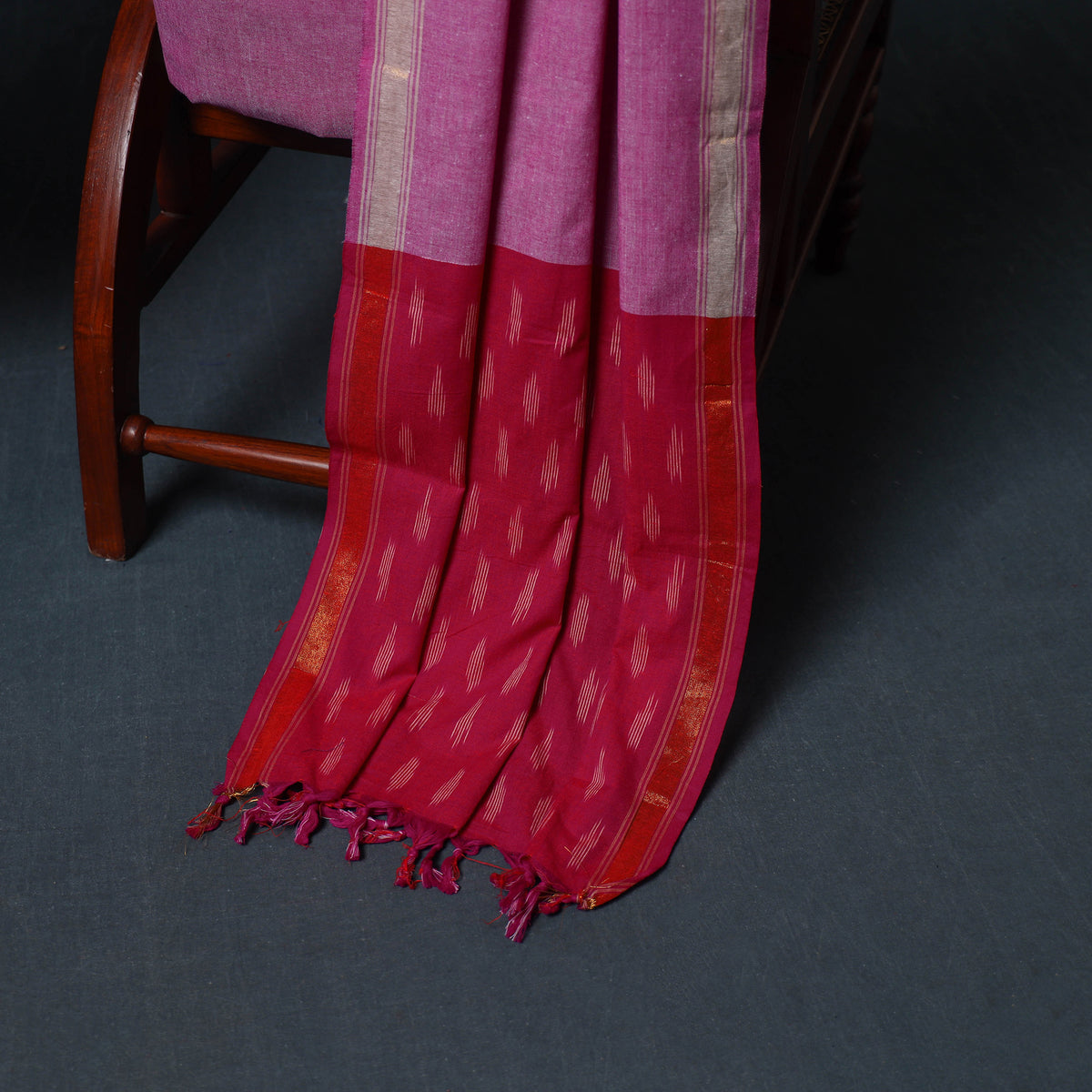 Pochampally Ikat Cotton Unstitched Dress Material: Kurta, Bottom with Dupatta 08