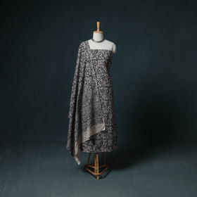 Pedana Hand Block Print Natural Dyed Cotton Kalamkari Unstitched Dress Material: Kurta with Dupatta 31