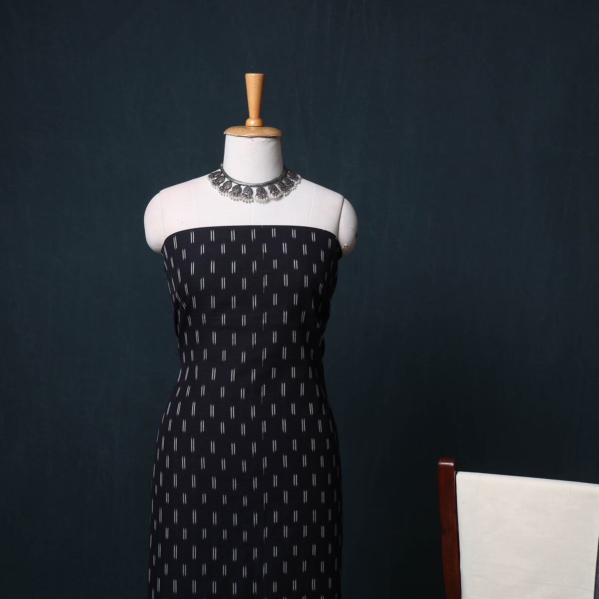 Pochampally Ikat Cotton Unstitched Dress Material: Kurta, Bottom with Dupatta 09