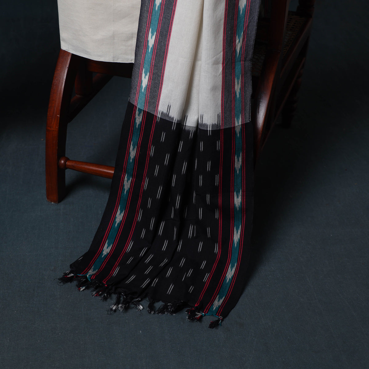 Pochampally Ikat Cotton Unstitched Dress Material: Kurta, Bottom with Dupatta 09