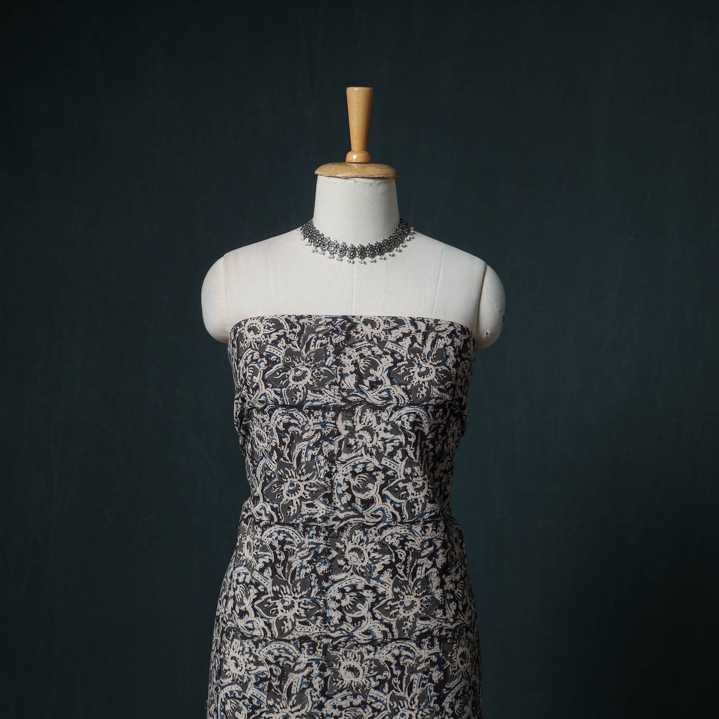 Pedana Hand Block Print Natural Dyed Cotton Kalamkari Unstitched Dress Material: Kurta with Dupatta 31