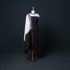 Pochampally Ikat Cotton Unstitched Dress Material: Kurta, Bottom with Dupatta 09