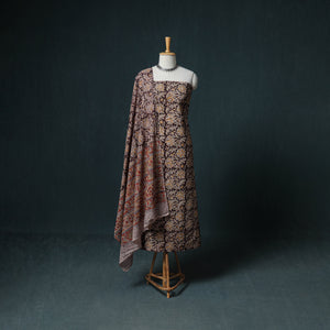 Pedana Hand Block Print Natural Dyed Cotton Kalamkari Unstitched Dress Material: Kurta with Dupatta 32