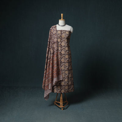 Pedana Hand Block Print Natural Dyed Cotton Kalamkari Unstitched Dress Material: Kurta with Dupatta 32