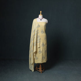 Akola Hand Block Print Woolen Unstitched Dress Material: Kurta, Bottom with Dupatta 12