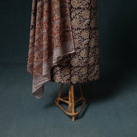 Pedana Hand Block Print Natural Dyed Cotton Kalamkari Unstitched Dress Material: Kurta with Dupatta 32