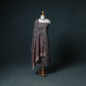 Pedana Hand Block Print Natural Dyed Cotton Kalamkari Unstitched Dress Material: Kurta with Dupatta 33