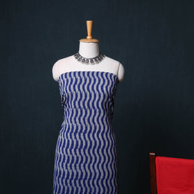 Pochampally Ikat Cotton Unstitched Dress Material: Kurta, Bottom with Dupatta  10