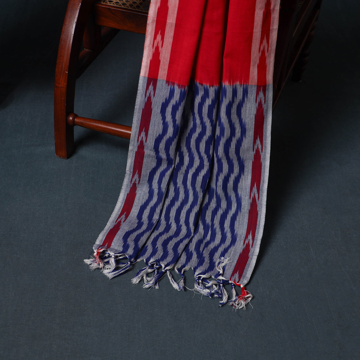 Pochampally Ikat Cotton Unstitched Dress Material: Kurta, Bottom with Dupatta  10