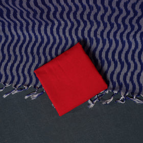 Pochampally Ikat Cotton Unstitched Dress Material: Kurta, Bottom with Dupatta  10
