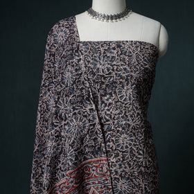 Pedana Hand Block Print Natural Dyed Cotton Kalamkari Unstitched Dress Material: Kurta with Dupatta 33