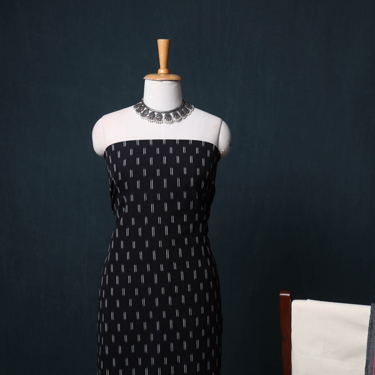 Pochampally Ikat Cotton Unstitched Dress Material: Kurta, Bottom with Dupatta  11