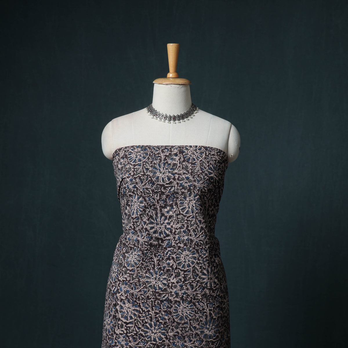 Pedana Hand Block Print Natural Dyed Cotton Kalamkari Unstitched Dress Material: Kurta with Dupatta 33