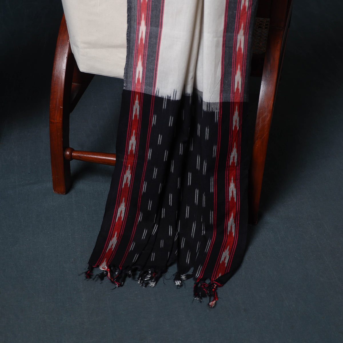Pochampally Ikat Cotton Unstitched Dress Material: Kurta, Bottom with Dupatta  11