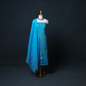 Pochampally Ikat Cotton Unstitched Dress Material: Kurta, Bottom with Dupatta  12