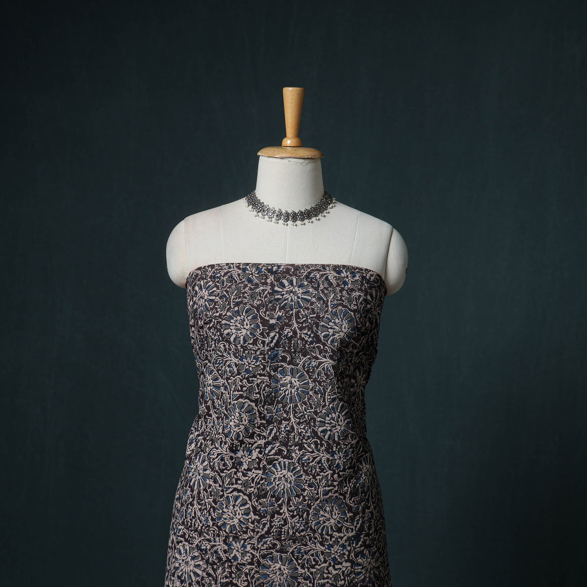 Pedana Hand Block Print Natural Dyed Cotton Kalamkari Unstitched Dress Material: Kurta with Dupatta 34