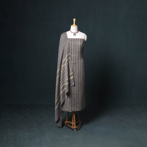 Akola Hand Block Print Woolen Unstitched Dress Material: Kurta, Bottom with Dupatta 30