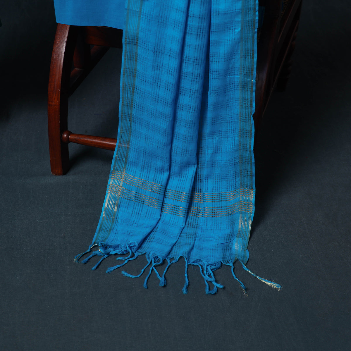 Pochampally Ikat Cotton Unstitched Dress Material: Kurta, Bottom with Dupatta  12