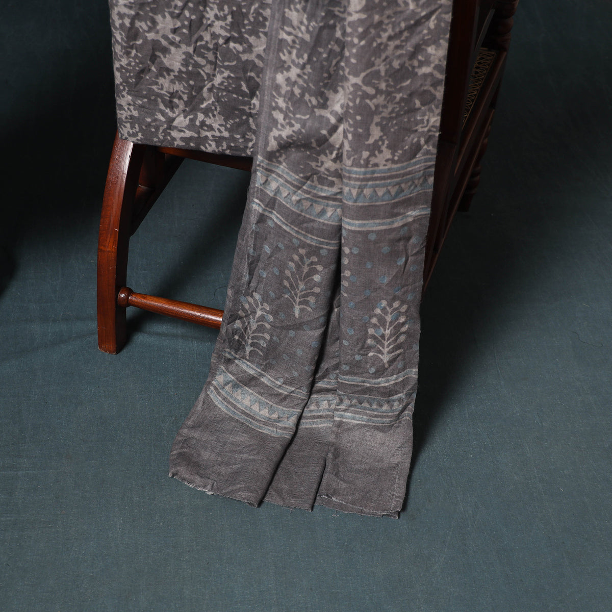 Akola Hand Block Print Woolen Unstitched Dress Material: Kurta, Bottom with Dupatta 31