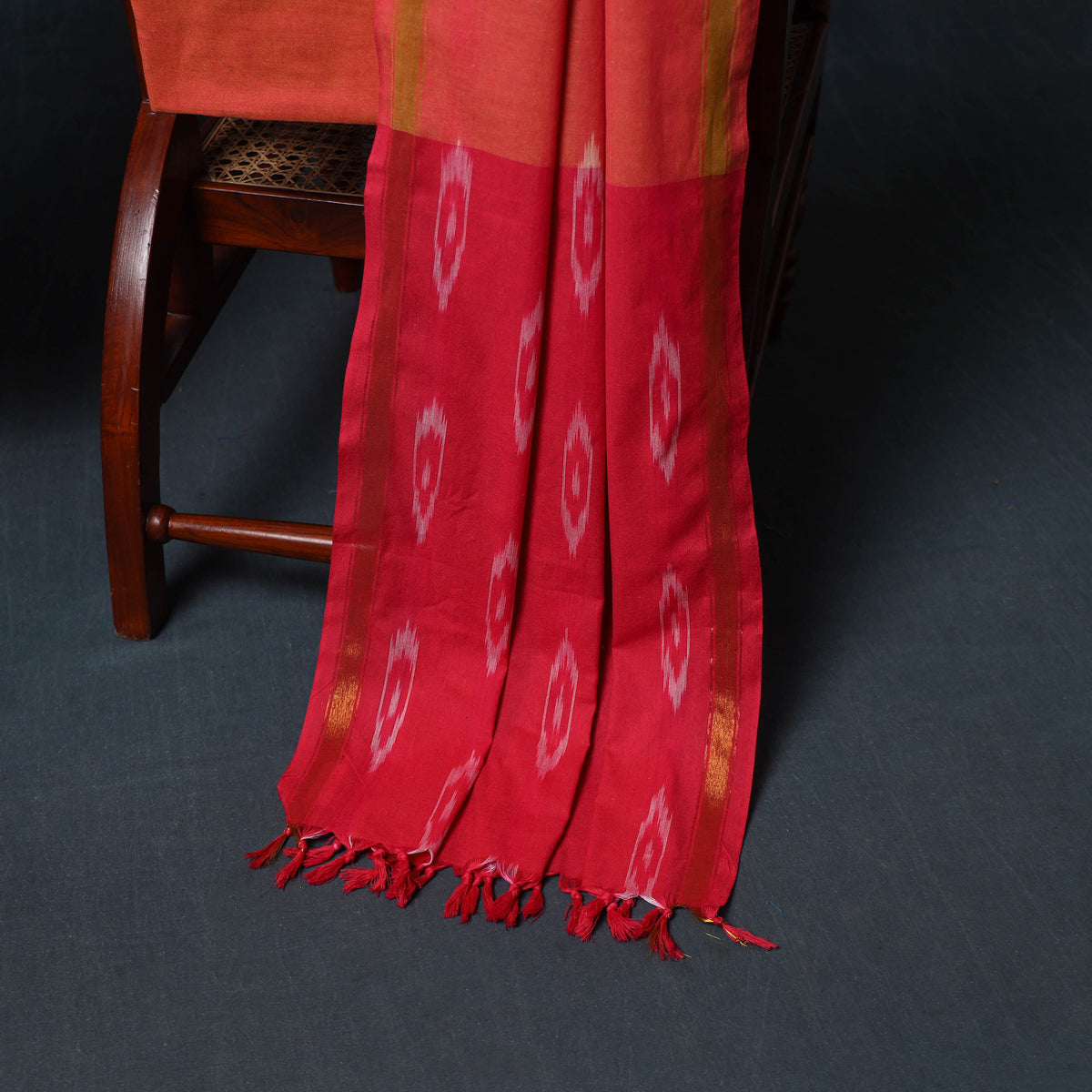 Pochampally Ikat Cotton Unstitched Dress Material: Kurta, Bottom with Dupatta  13