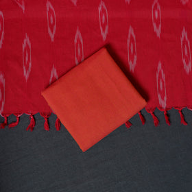 Pochampally Ikat Cotton Unstitched Dress Material: Kurta, Bottom with Dupatta  13
