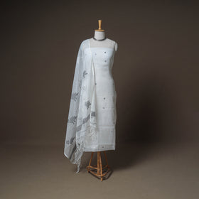 Jamdani Pure Handloom Muslin Unstitched Dress Material: Kurta with Dupatta 01