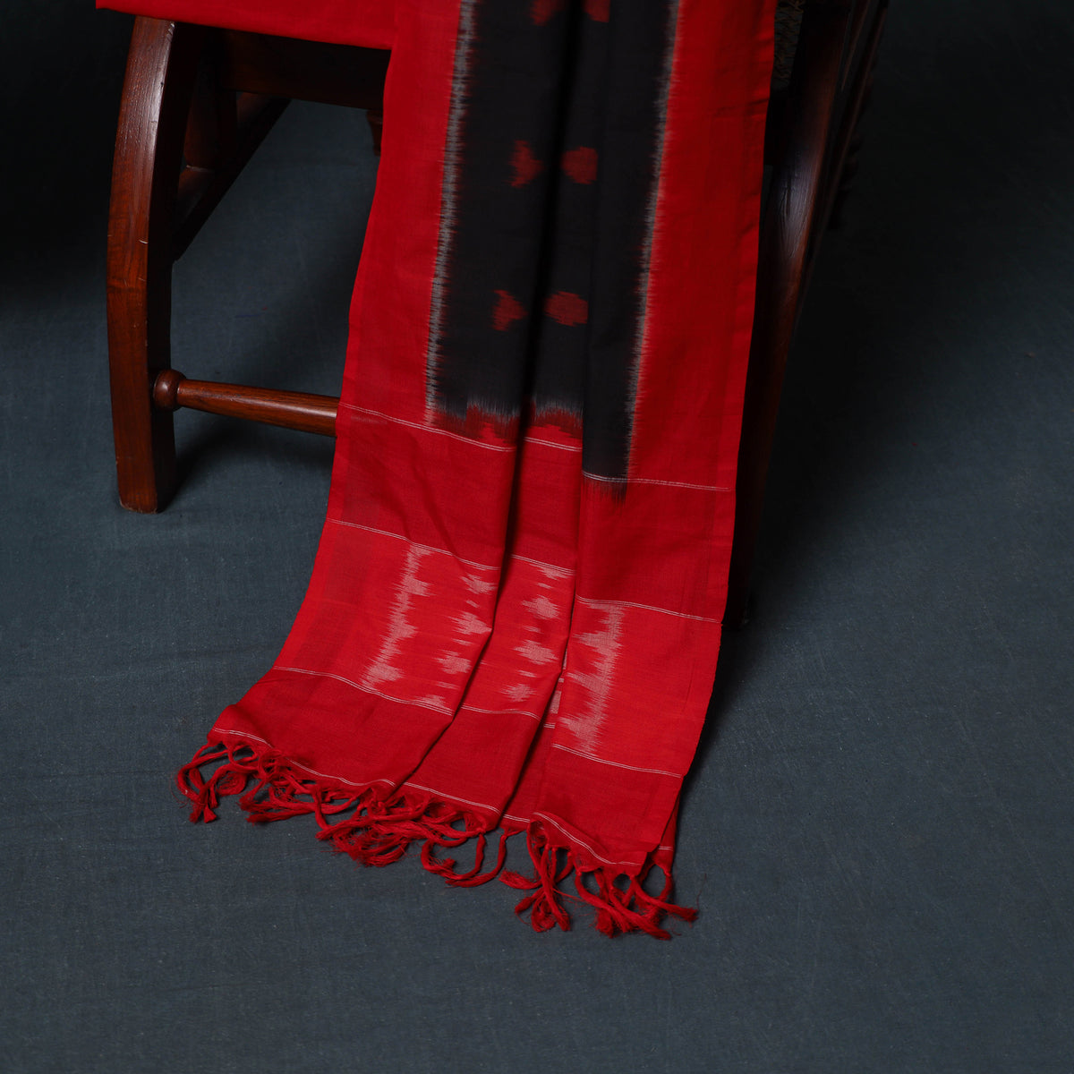 Pochampally Ikat Cotton Unstitched Dress Material: Kurta, Bottom with Dupatta  14
