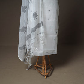 Jamdani Pure Handloom Muslin Unstitched Dress Material: Kurta with Dupatta 01