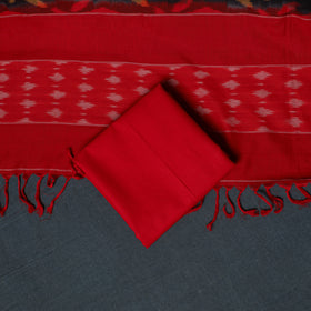 Pochampally Ikat Cotton Unstitched Dress Material: Kurta, Bottom with Dupatta  14