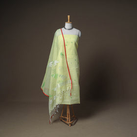 Jamdani Pure Handloom Muslin Unstitched Dress Material: Kurta with Dupatta 02