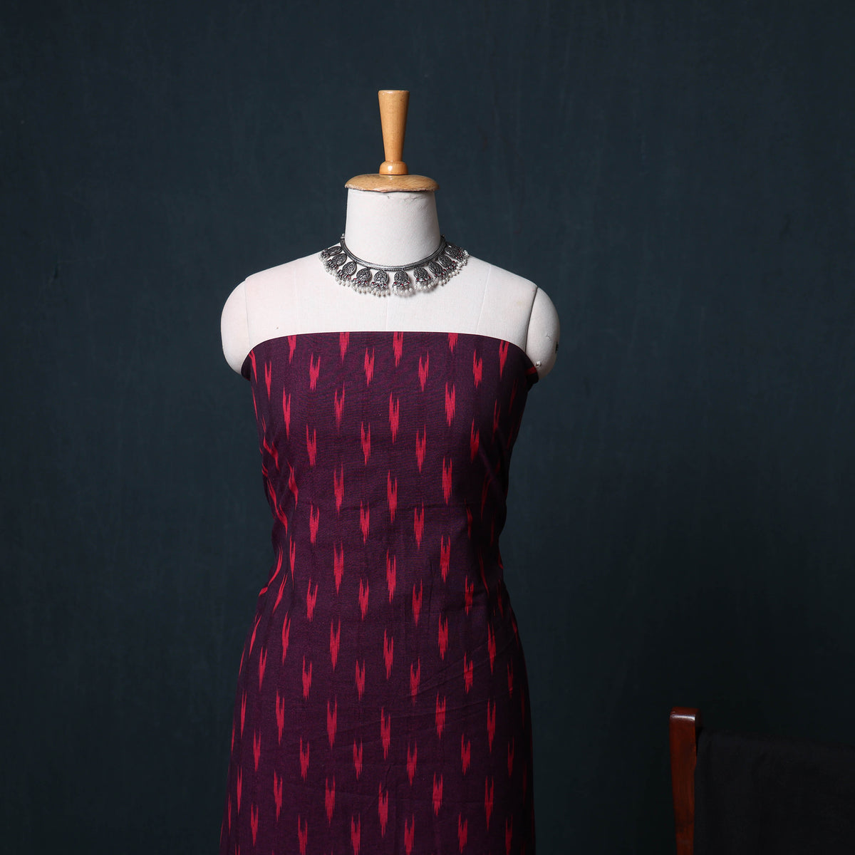 Pochampally Ikat Cotton Unstitched Dress Material: Kurta, Bottom with Dupatta  15